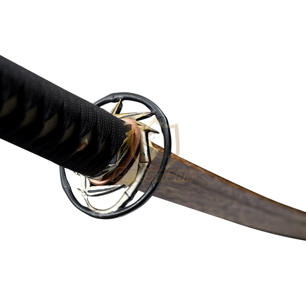 Handmade 40 Inch Katana Two Blade In Total Wooden+T10 Steel Clay Tempered Lron Tsuba Practice