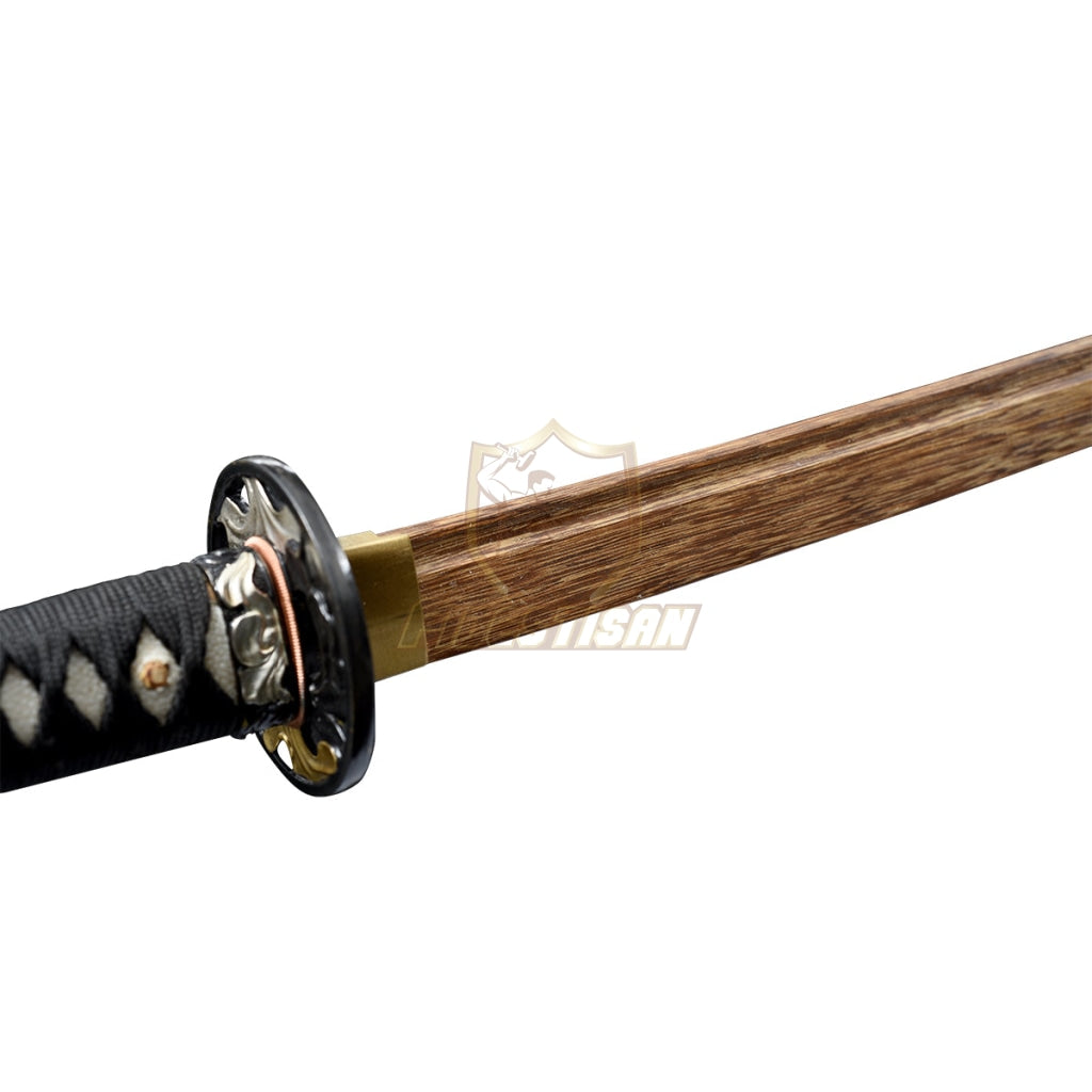 Handmade 40 Inch Katana Two Blade In Total Wooden+T10 Steel Clay Tempered Lron Tsuba Practice