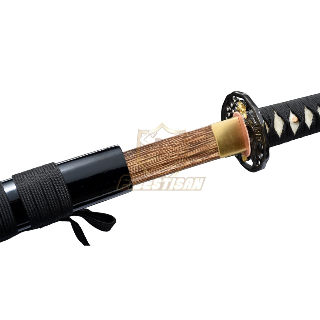 Handmade 40 Inch Katana Two Blade In Total Wooden+T10 Steel Clay Tempered Lron Tsuba Practice