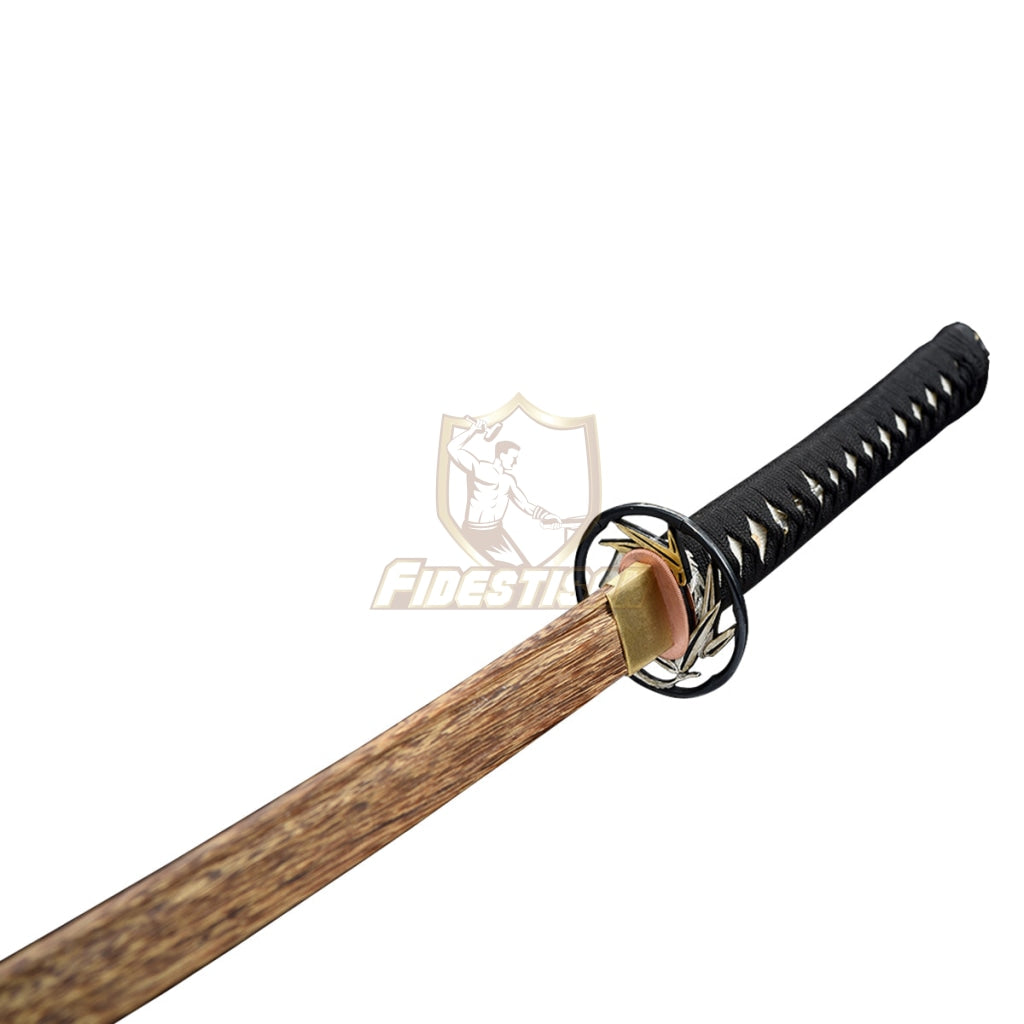 Handmade 40 Inch Katana Two Blade In Total Wooden+T10 Steel Clay Tempered Lron Tsuba Practice