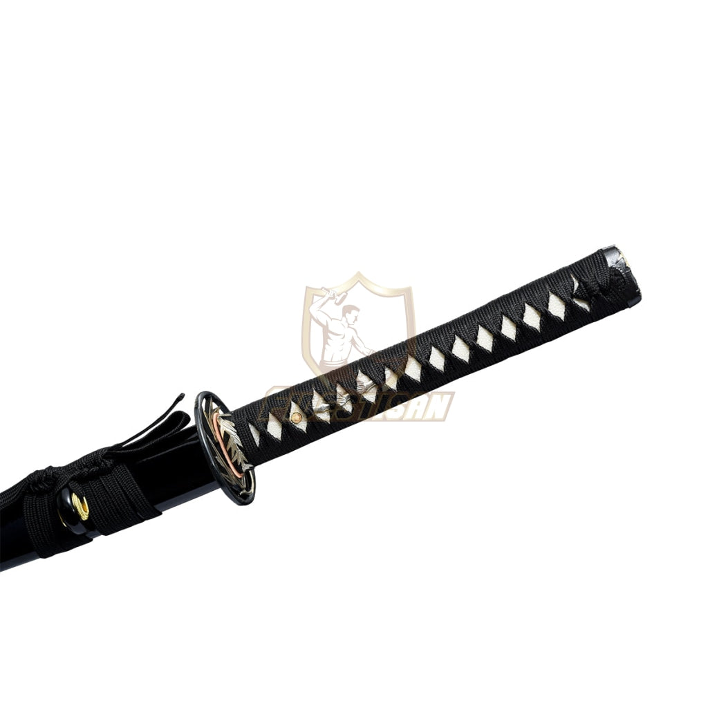 Handmade 40 Inch Katana Two Blade In Total Wooden+T10 Steel Clay Tempered Lron Tsuba Practice