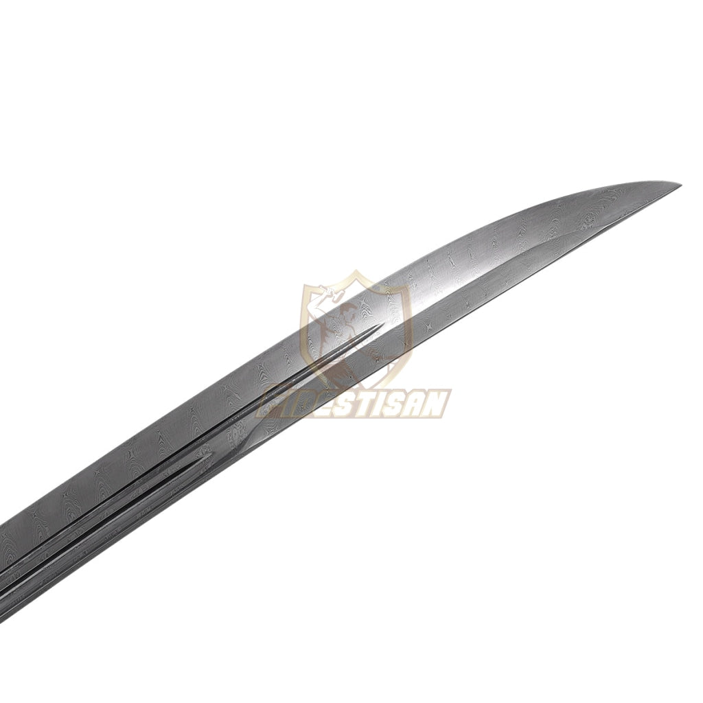 Handmade China Qing Dao Sword Broadsword Integral Forging Damascus Steel Double-Edged Blade 43Inch