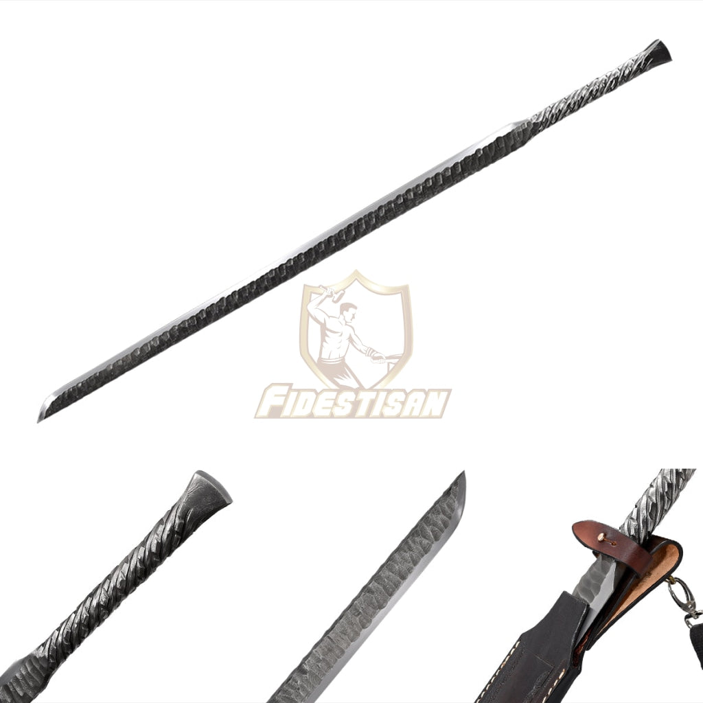 Handmade China Tang Dao Sword Broadsword Integral Forging Damascus Steel Full 58Hrc Carryable Sheath