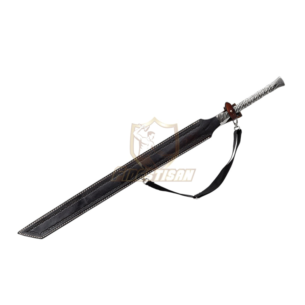 Handmade China Tang Dao Sword Broadsword Integral Forging Damascus Steel Full 58Hrc Carryable Sheath