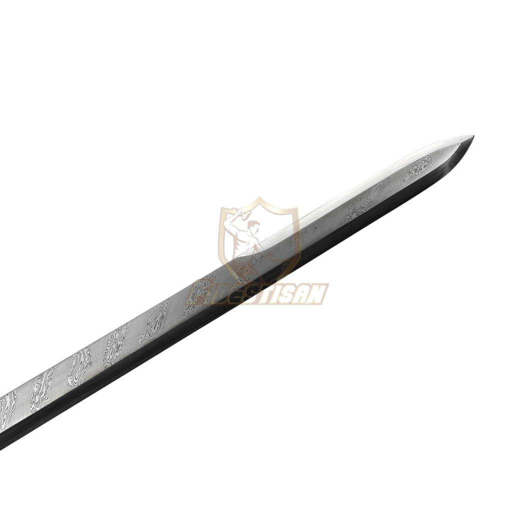 Handmade China Tang Jian Dao Sword Broadsword Integral Forging Damascus Steel Full 58Hrc