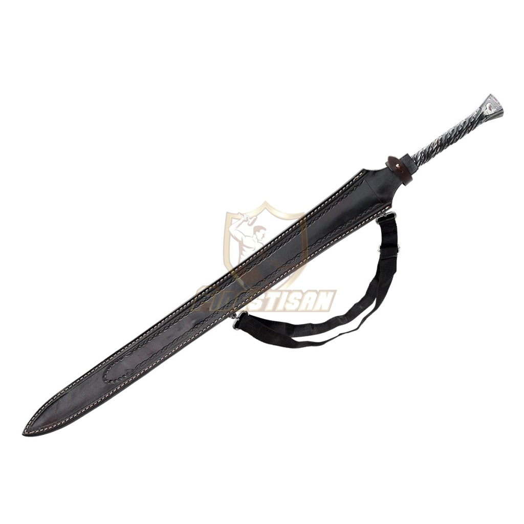 Handmade Chinese Han Sword Integral Forging Damascus Steel Double-Edged Blade Broadsword 40Inch Full