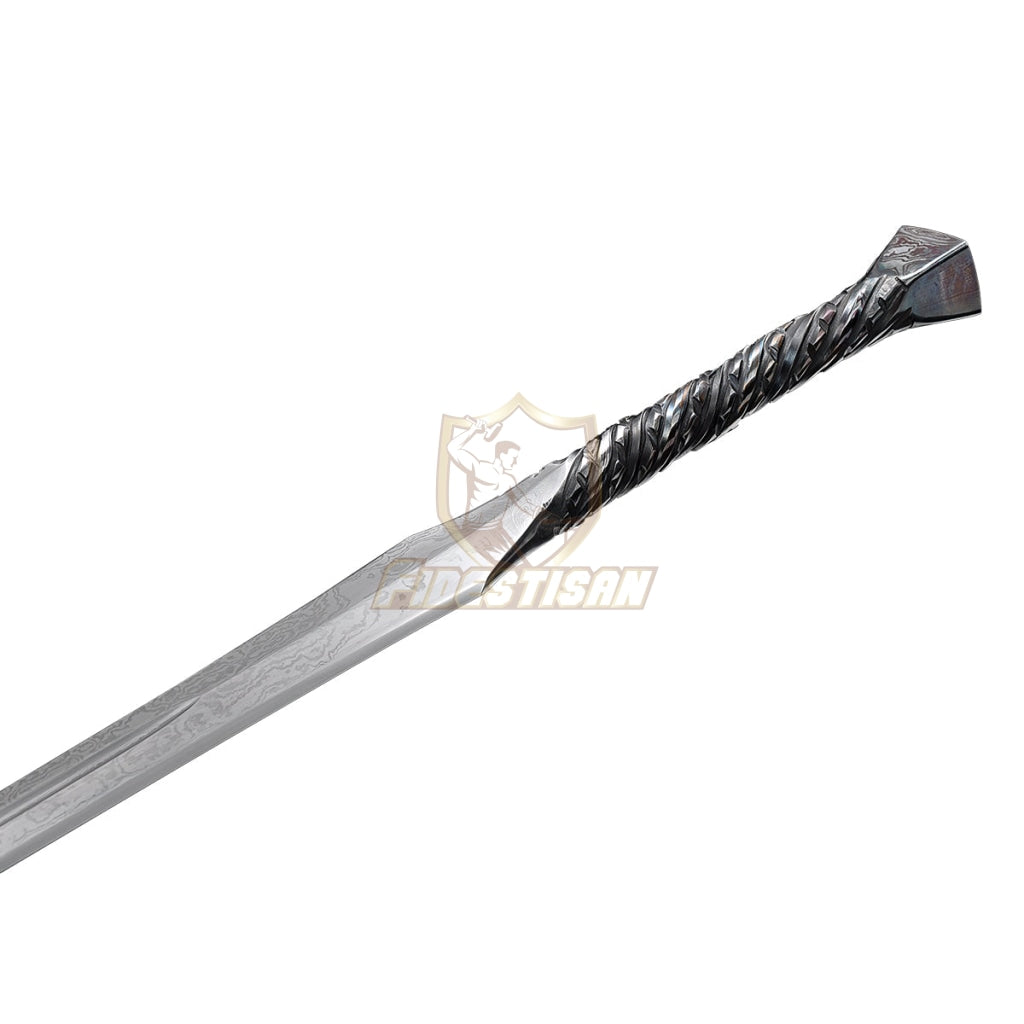 Handmade Chinese Han Sword Integral Forging Damascus Steel Double-Edged Blade Broadsword 40Inch Full