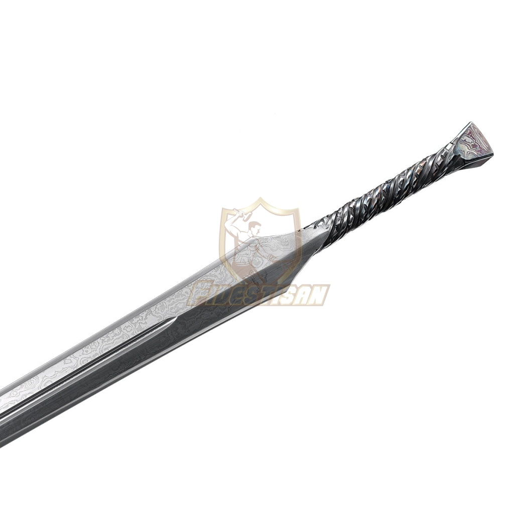 Handmade Chinese Han Sword Integral Forging Damascus Steel Double-Edged Blade Broadsword 40Inch Full