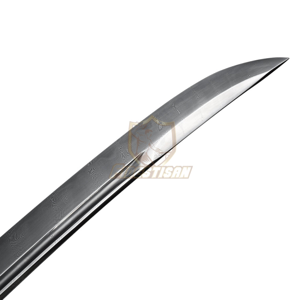 Handmade Chinese Qing Dao Sword Integral Forging Damascus Steel Clay Tempered Blade Broadsword