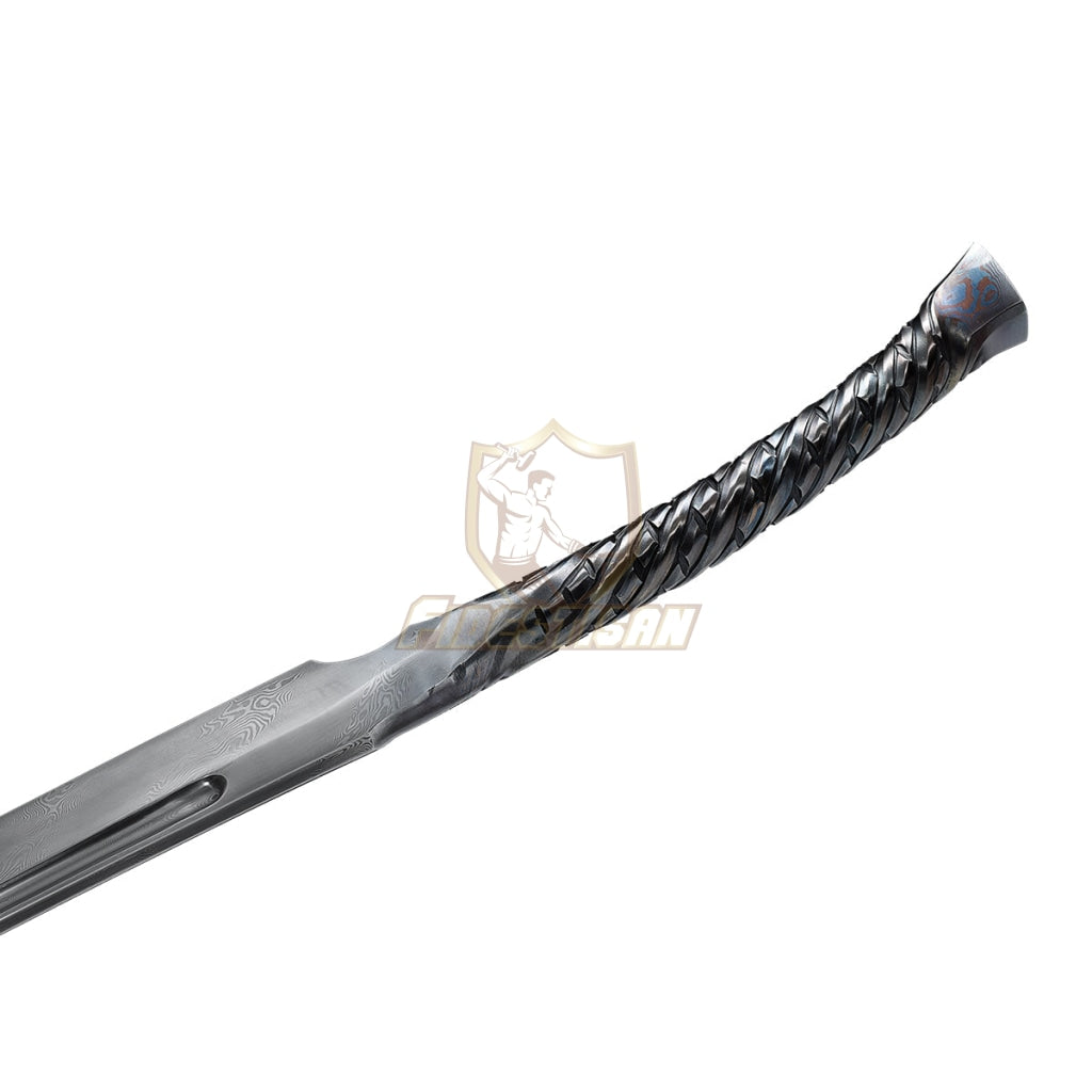 Handmade Chinese Qing Dao Sword Integral Forging Damascus Steel Clay Tempered Blade Broadsword