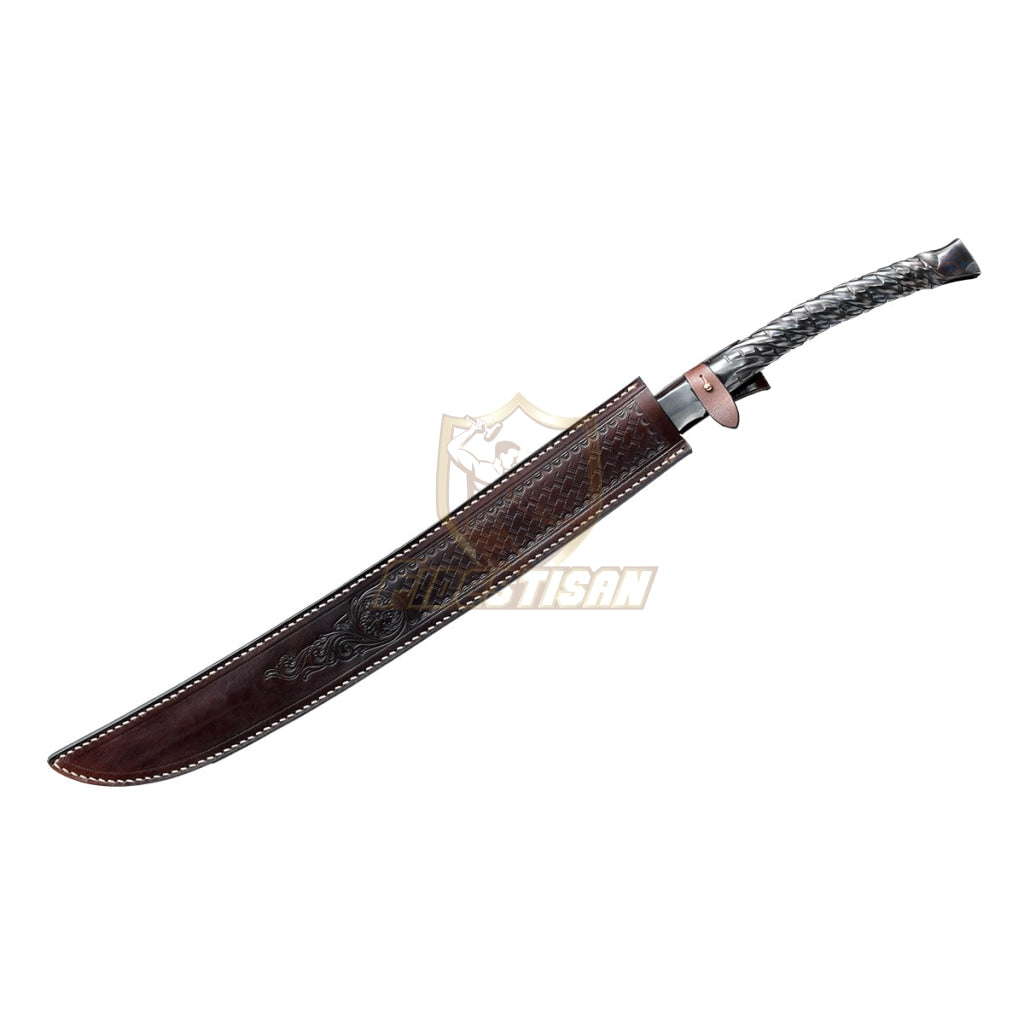 Handmade Chinese Qing Dao Sword Integral Forging Damascus Steel Clay Tempered Blade Broadsword