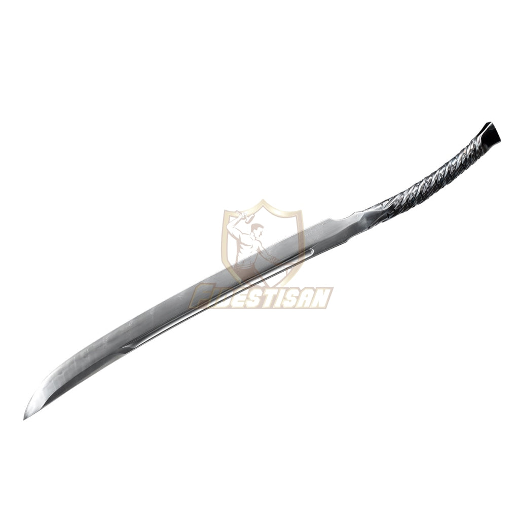 Handmade Chinese Qing Dao Sword Integral Forging Damascus Steel Clay Tempered Blade Broadsword