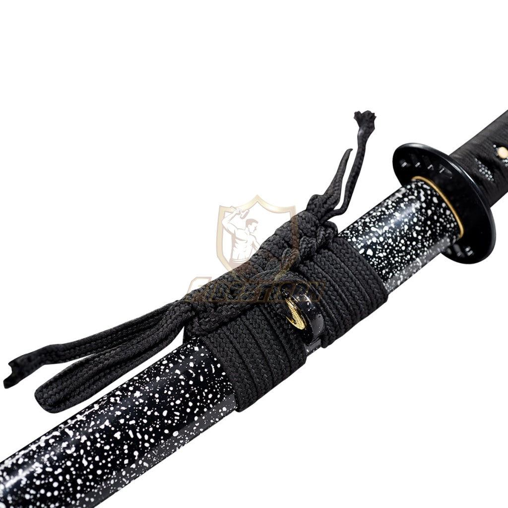 Handmade Japanese Samurai 40Inch Full Tang Katana Sword T10 Blade Clay Tempered Sharp Black Saya