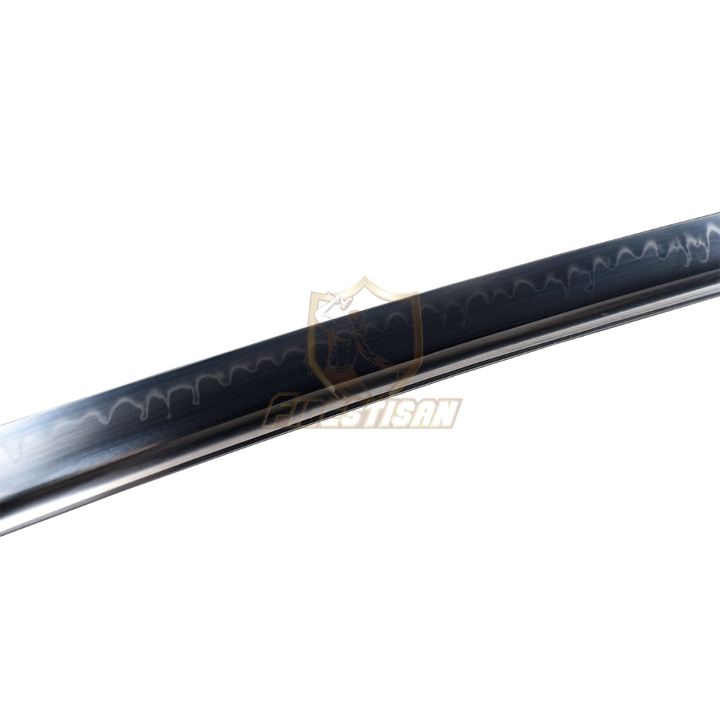 Handmade Japanese Samurai 40Inch Full Tang Katana Sword T10 Blade Clay Tempered Sharp Black Saya