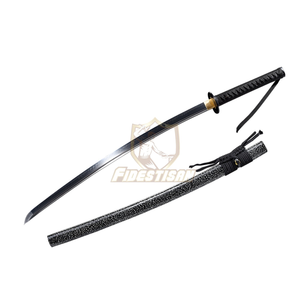 Handmade Japanese Samurai 40Inch Full Tang Katana Sword T10 Blade Clay Tempered Sharp Black Saya