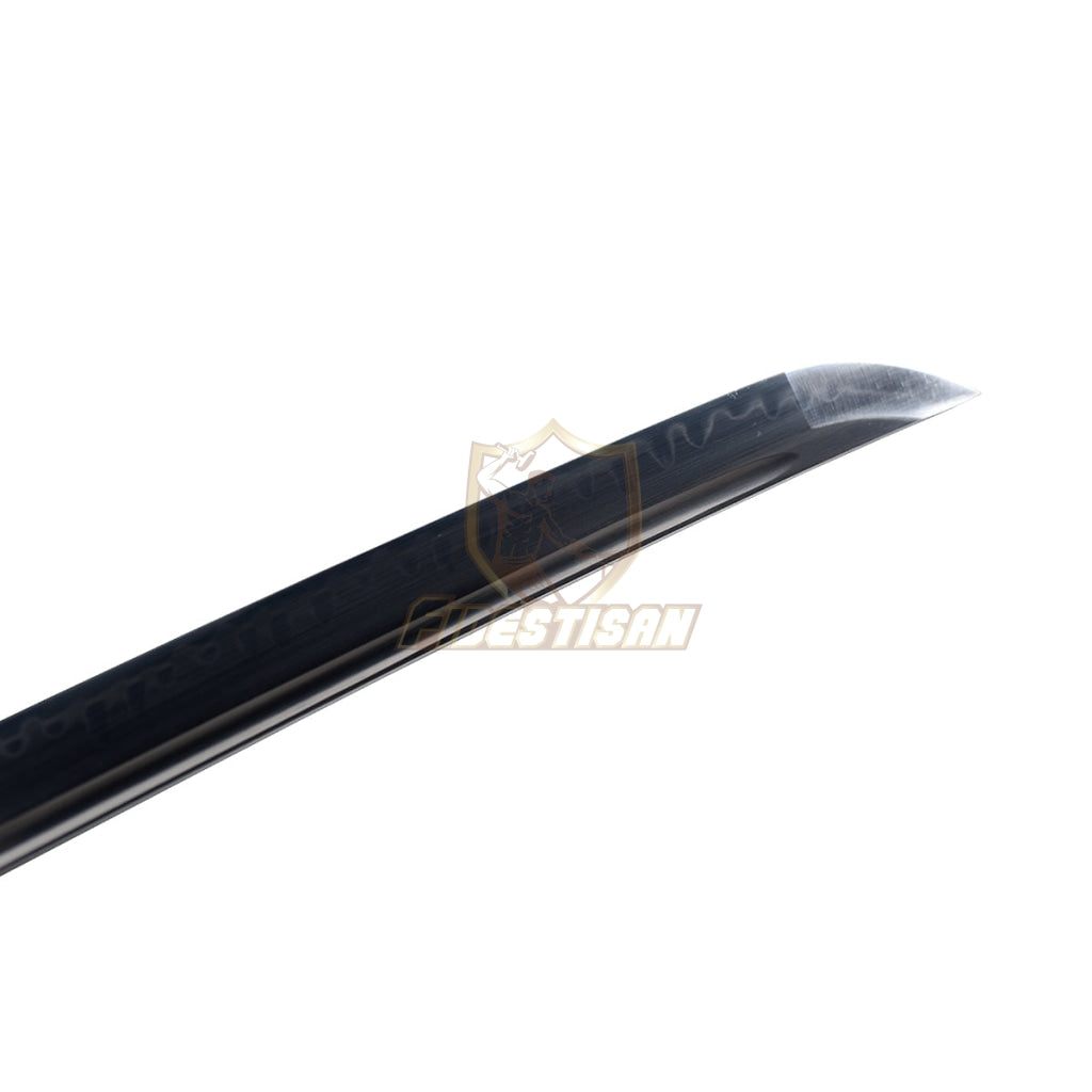 Handmade Japanese Samurai 40Inch Full Tang Katana Sword T10 Blade Clay Tempered Sharp Black Saya