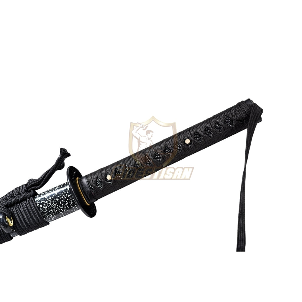 Handmade Japanese Samurai 40Inch Full Tang Katana Sword T10 Blade Clay Tempered Sharp Black Saya