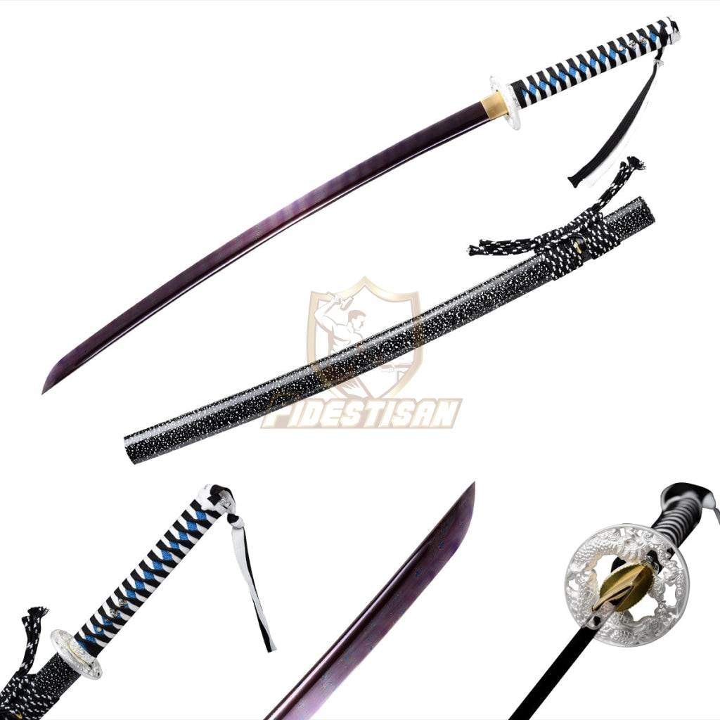 Handmade Japanese Samurai Sword Katana Folded Steel Red Blade Sharp Full  Tang