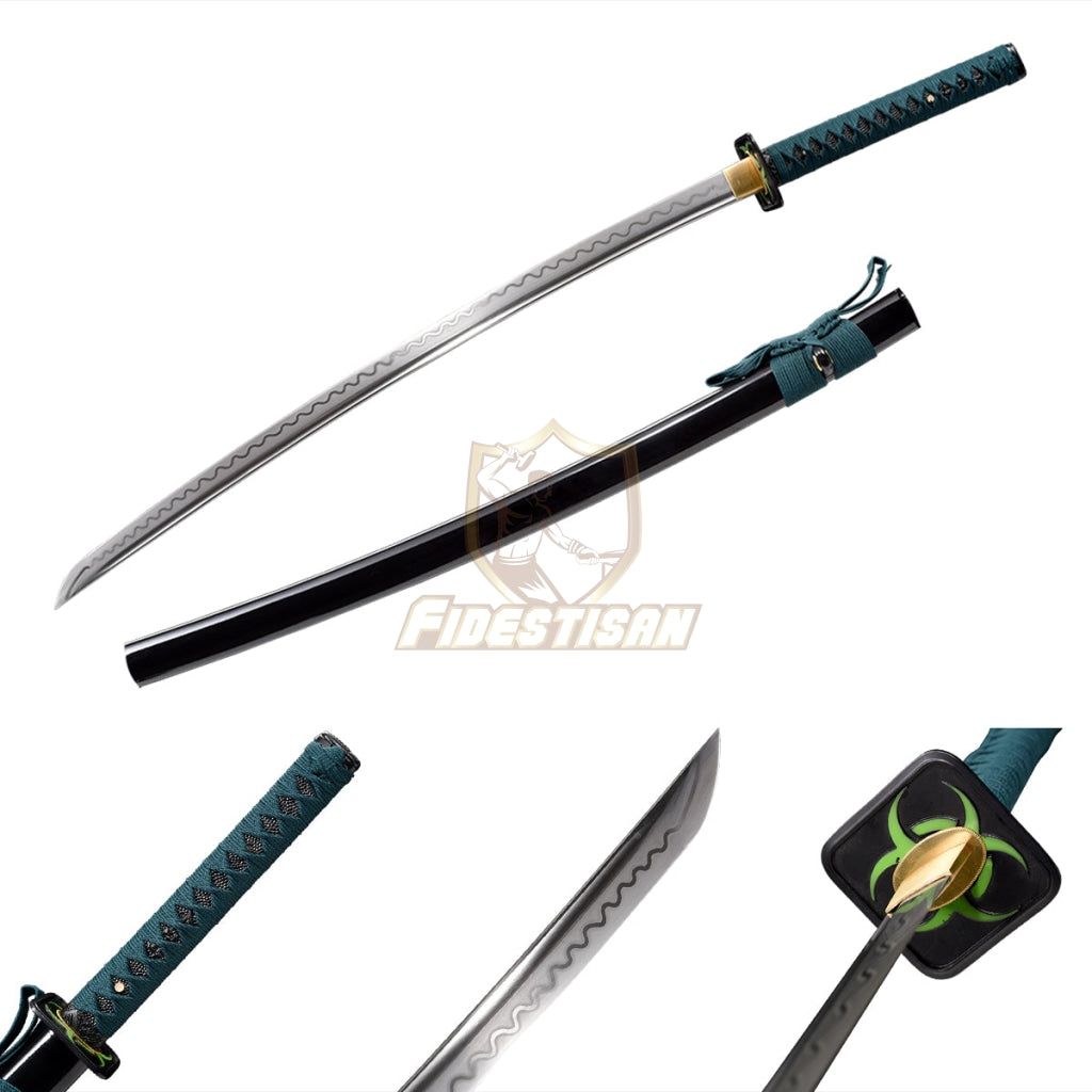 Full Tang Ladder Pattern Damascus Steel Blade Sharp Japanese Sword Katana  #2806