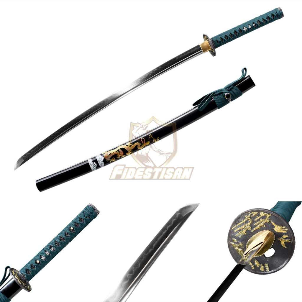 Japanes Samurai Katana Sword Sharp Real Hamon Clay Tempered T10 Steel Blade Full Tang 40Inch