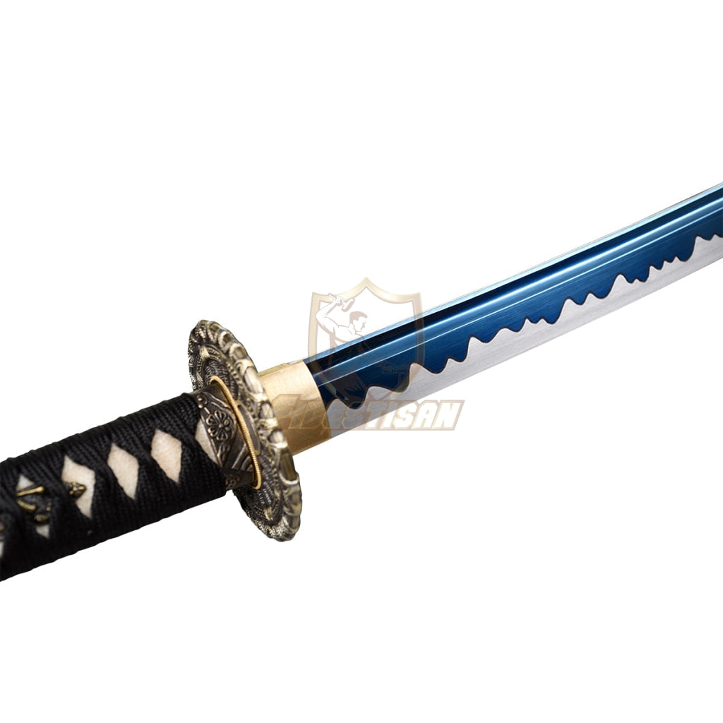 Klan238 Japanese Katana Samurai Sword 1060 Carbon Steel Oil Quenching Blue Blade 54Hrc Real Full