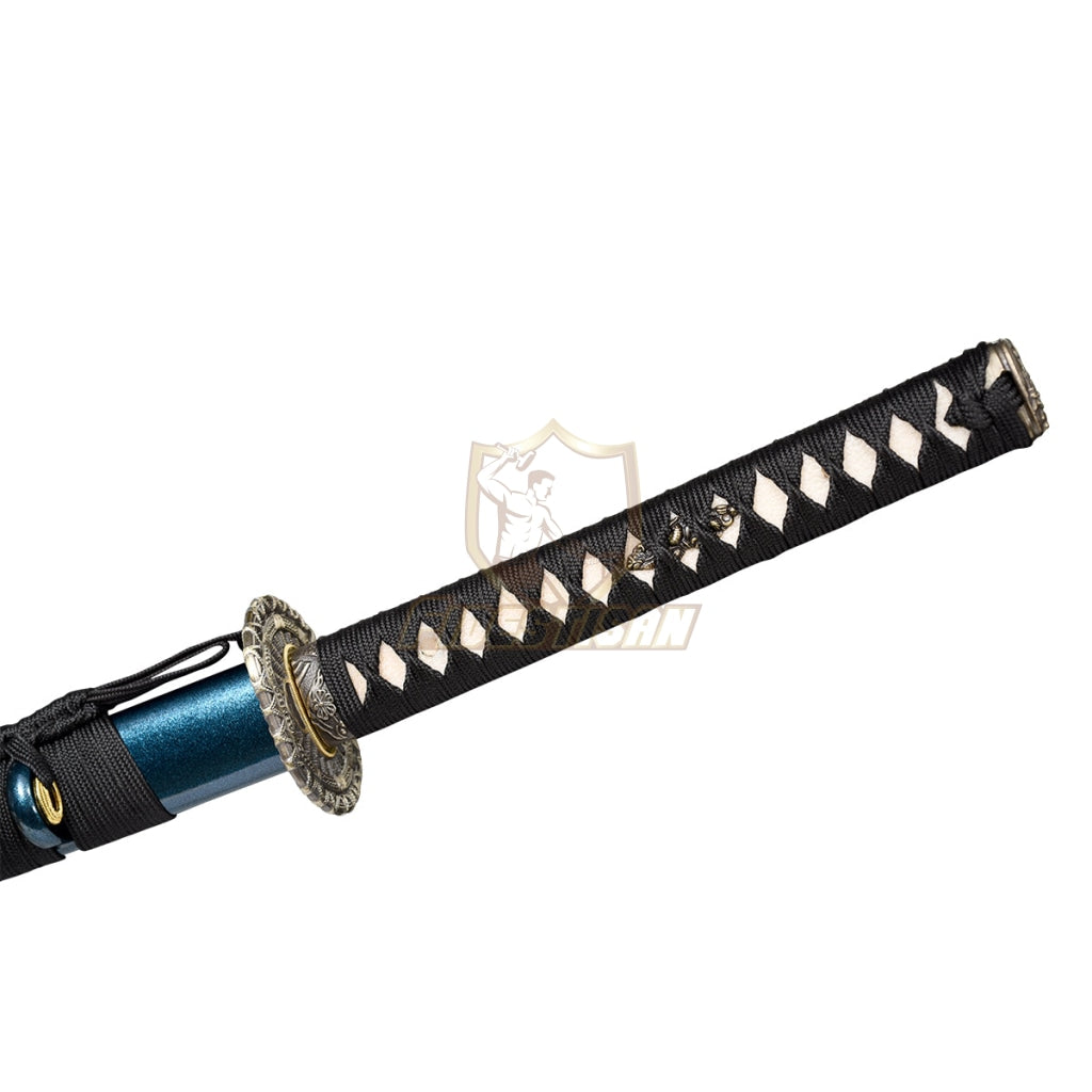 Klan238 Japanese Katana Samurai Sword 1060 Carbon Steel Oil Quenching Blue Blade 54Hrc Real Full