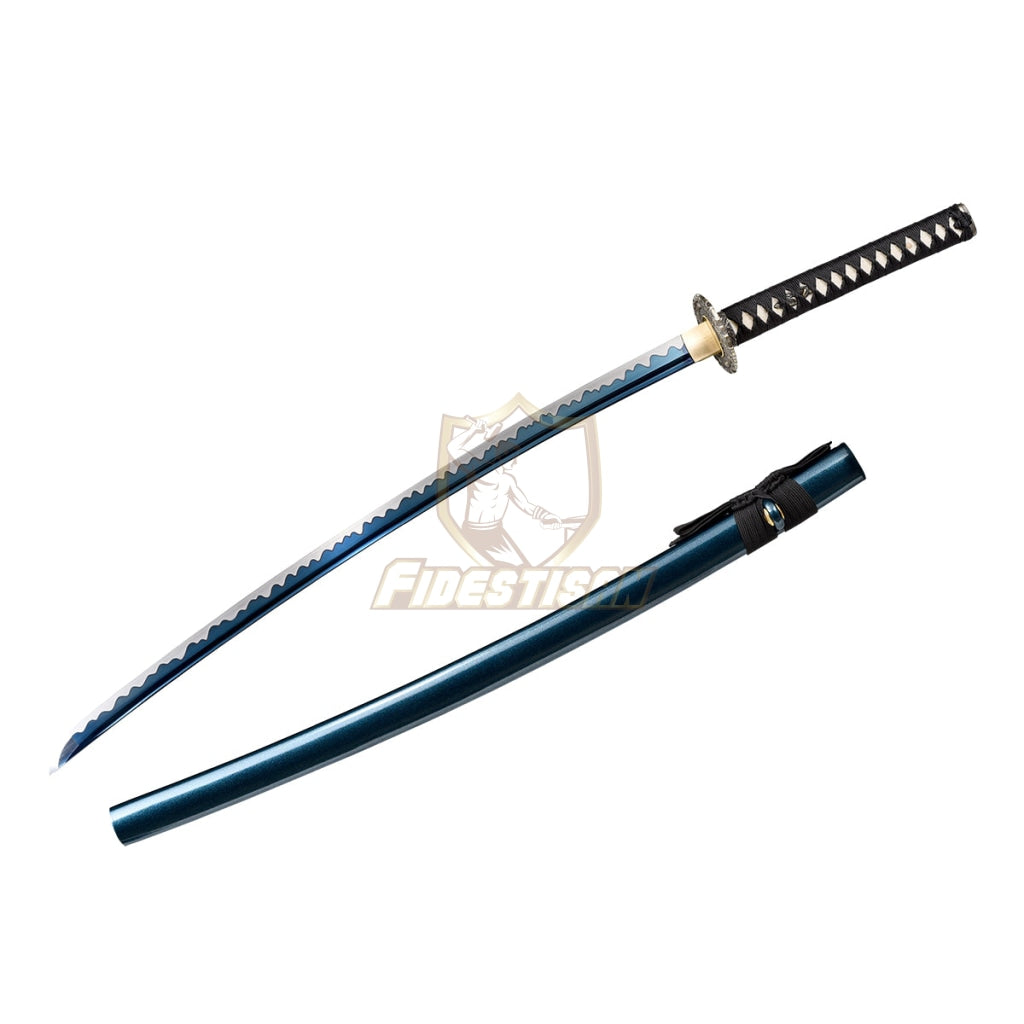 Klan238 Japanese Katana Samurai Sword 1060 Carbon Steel Oil Quenching Blue Blade 54Hrc Real Full