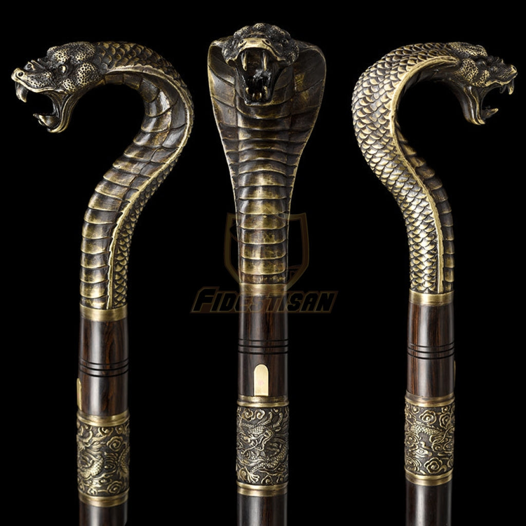 Opcn304 36Inch Walking Sticks Sword Damascus Steel Rosewood Carving Hand Copper Accessories Snake