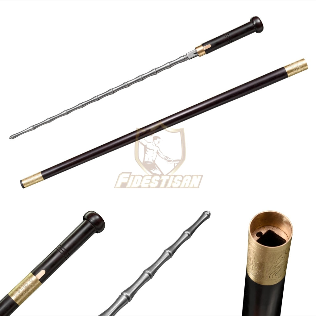 Opcn307 36Inch Walking Sticks Damascus Steel Chinese Kung Fu Weapons Whip Mace Sword Breaker Copper